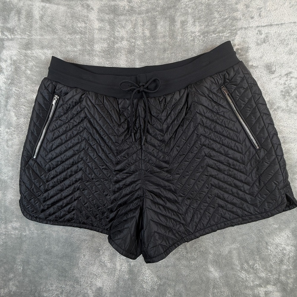 Athleta Apres Ski Shorts Black Quilted Pockets Womens 10 Puffer Excellent